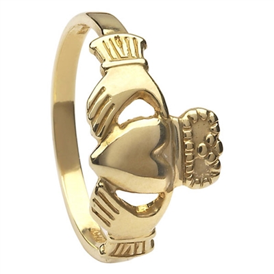 10k Yellow Gold Standard Small Claddagh Ring 10mm