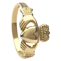 14k Yellow Gold Standard Small Claddagh Ring 10mm