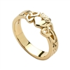 10k Yellow Gold Ladies Trinity Knot Claddagh Ring 7.6mm