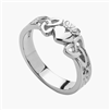 14k White Gold Ladies Trinity Knot Claddagh Ring 7.6mm