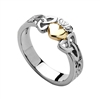 Sterling Silver 10k Gold Heart Ladies Trinity Knot Claddagh Ring 7.6mm