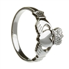14k White Gold No.3 Style Heavy Ladies Claddagh Ring 13mm
