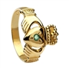 14k Yellow Gold No.3 Style Medium Emerald Claddagh Ring 13mm