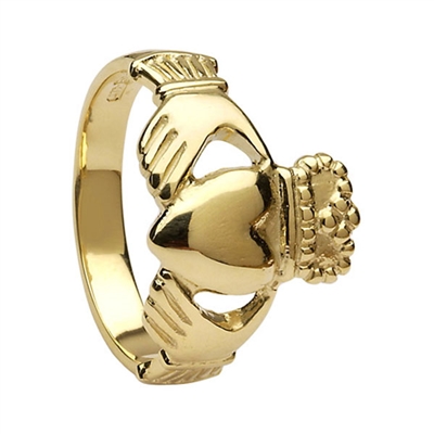 10k Yellow Gold No.3 Style Medium Claddagh Ring 13mm