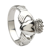 Platinum No.5 Style Heavy Men's Claddagh Ring 14mm