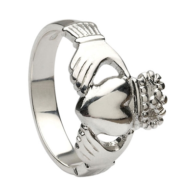 Platinum No.5 Style Heavy Men's Claddagh Ring 14mm