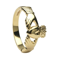 10k Yellow Gold Heavy Small Claddagh Ring 10.2mm