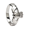 10k White Gold Heavy Small Claddagh Ring 10.2mm