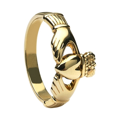 10k Yellow Gold Small Heavy Small Claddagh Ring 8.6mm