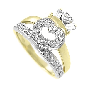 14k Yellow Gold Ladies Diamond Claddagh Ring 0.30cts