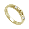 14k Yellow Gold Ladies 2 Stone Diamond Claddagh Wedding Ring 4mm