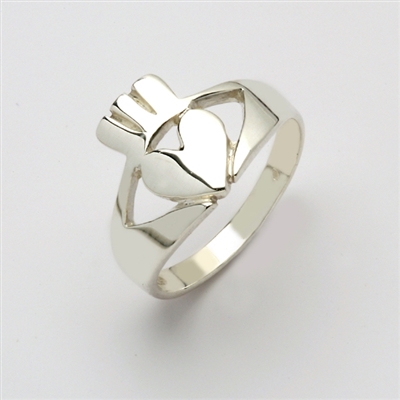 Sterling Silver Ladies Contemporary Claddagh Ring 12mm