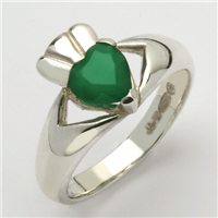 10k White Gold Ladies Agate Claddagh Ring