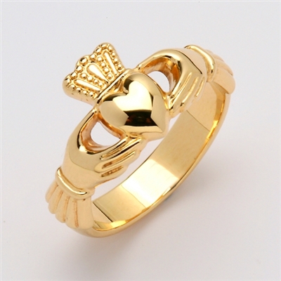 14k Yellow Gold Unisex Xtra Heavy Claddagh Ring 12mm