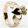 14k Yellow Gold Men's Braided Shank Claddagh Ring 14mm