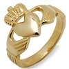 14k Yellow Gold Heavy Men's Claddagh Ring 14mm