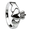 14K White Gold Traditional Heavy Men's Claddagh Ring 14mm