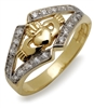 14k Yellow Gold Diamond Claddagh Ring 7.7mm
