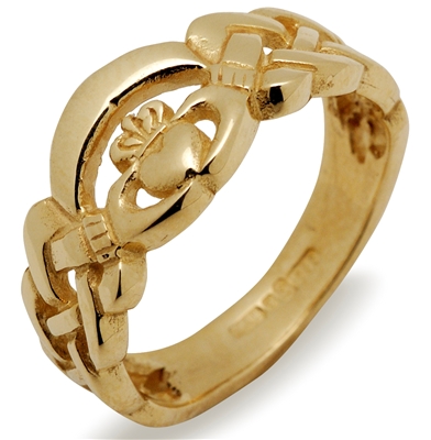 14k Yellow Gold Nua Celtic Claddagh Ring 8mm
