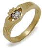 14k Yellow Gold Diamond Claddagh Ring 4.6mm