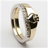 14k Gold Ladies 2 Part CZ Claddagh Ring 7mm