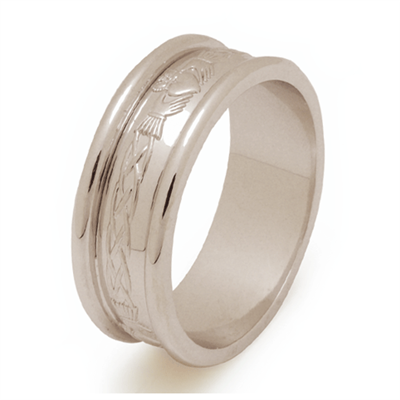 Platinum Men's Claddagh Celtic Wedding Ring 7.5mm