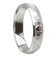 Platinum Men's Claddagh Celtic Wedding Ring 5.5mm - Comfort Fit