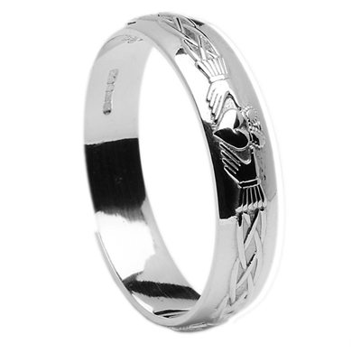 Platinum Ladies Claddagh Celtic Wedding Ring 4.5mm - Comfort Fit