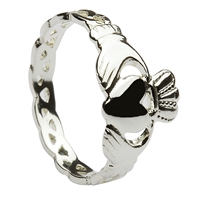 Sterling Silver Ladies Open Braided Claddagh Ring 9mm