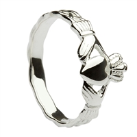 Sterling Silver Braided Shank Small Claddagh Ring 8.7mm