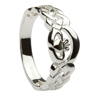 Sterling Silver Ladies Nua Celtic Claddagh Ring 8mm
