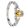 Sterling Silver Gold Plated Heart Ladies Claddagh Ring