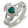 Sterling Silver Ladies Stoneset Agate/CZ Claddagh Ring 12.7mm