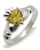 Sterling Silver Synthetic Citrine (Nov) Birthstone Claddagh Ring 9mm