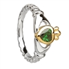 Sterling Silver Agate CZ Ladies Claddagh Ring
