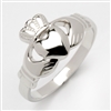10k White Gold Heavy Small Claddagh Ring 10.5mm