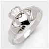 14k White Gold Heavy Small Claddagh Ring 10.5mm