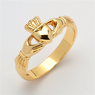 10k Yellow Gold Ladies Xtra Heavy Claddagh Ring 9.5mm