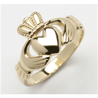 10k Yellow Gold Ladies Heavy Claddagh Ring 11.5mm