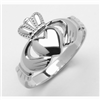 10k White Gold Ladies Heavy Claddagh Ring 11.5mm