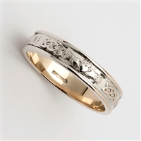 14k White Gold Ladies Narrow Claddagh Wedding Ring 4.6mm