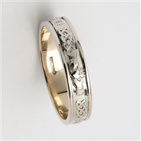 Sterling Silver Men's Narrow Claddagh Wedding Ring 4.6mm