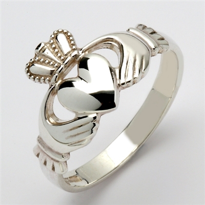 Sterling Silver Heavy Traditional Men's Claddagh Ring 13.5mm