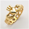 14k Yellow Gold Men's Pierced "Mo Chroi" Claddagh Ring 10.5mm