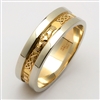 14k Yellow Gold Men's Claddagh Wedding Ring With White Rims 6mm