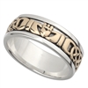 Sterling Silver & 10k Yellow Gold Men's Claddagh Wedding Ring