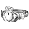14k White Gold Small Heavy Claddagh Ring 9mm