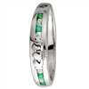 14k White Gold Ladies Emerald & Diamond Eternity Claddagh Ring 4.5mm