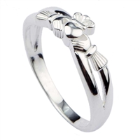 Sterling Silver Crossover Ladies Claddagh Ring 5.5mm