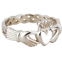 Sterling Silver Ladies Celtic Weave Claddagh Ring